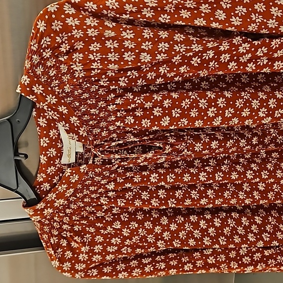 💕NATALIE MARTIN💕 Long Sleeve Tassel Top ~ Rust Floral Print Large - Picture 7 of 12